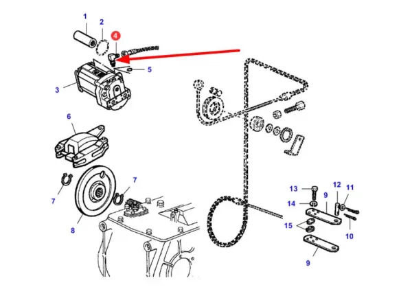 Oryginalne kolanko zacisku hamulcowego o numerze katalogowym LA321961800, stosowane w kombajnach zbożowych marki Fendt oraz Massey Ferguson schemat