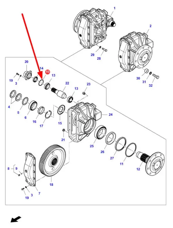 Oryginalna podkładka dystansowa o wymiarach 75,2-84,5 x 0,20 mm, numerze katalogowym LA321982950, o zastosowaniu w kombajnach zbożowych marek Challenger, Fendt, Laverda oraz Massey Ferguson schemat.