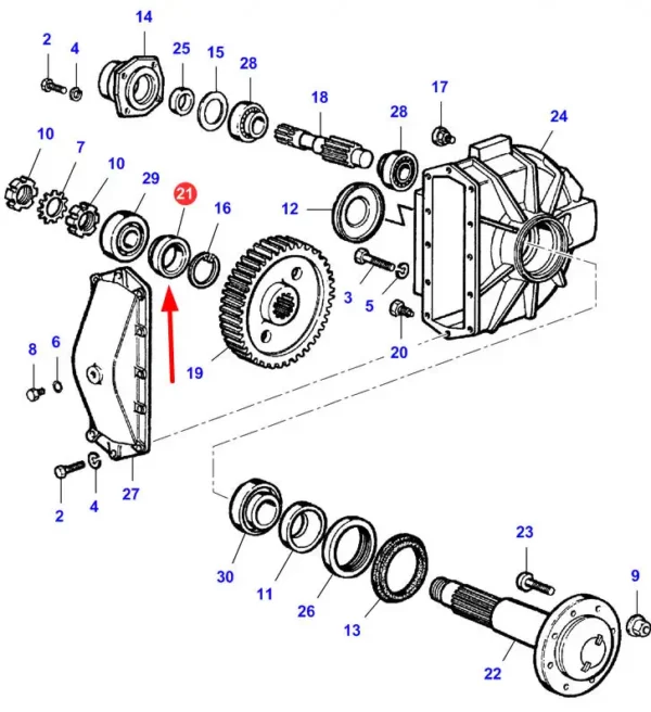 Oryginalna tuleja metalowa 80,1 x 103 x 22,5 o numerze LA322069550, stosowana w kombajnach zbożowych marki Massey Ferguson i Fendt.