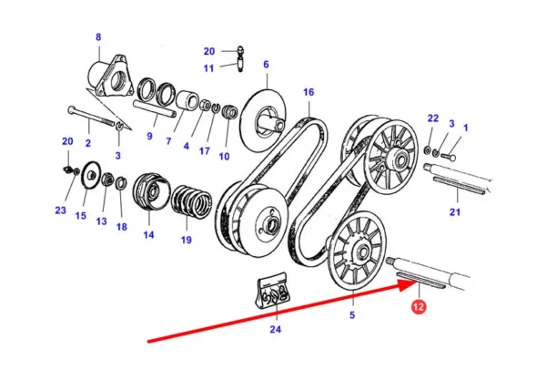 Oryginalny klin zabezpieczający o numerze katalogowym LA322300450, stosowany w kombajnach zbożowych marki Fendt oraz Massey Ferguson schemat.