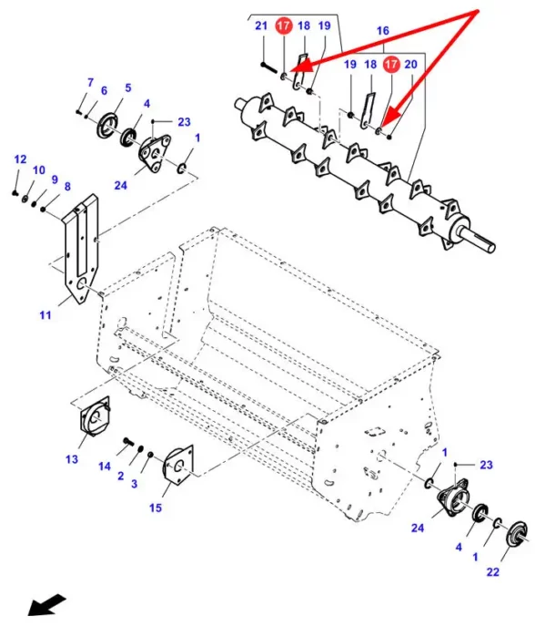 Oryginalna wkładka noża zewnętrzna o wymiarach R 10 - 30 x 4 mm i numerze katalogowym LA322330550, stosowany w kombajnach zbożowych marek Massey Ferguson, Fendt, Challenger oraz Laverda schemat.