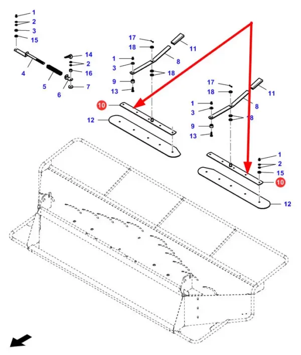 Oryginalna listwa wyrzutu słomy o numerze katalogowym LA322336550, stosowana w kombajnach zbożowych marki Massey Ferguson, Challenger oraz Fendt schemat.