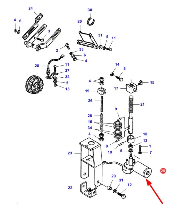 Oryginalny silnik elektryczny napędu wentylatora o numerze katalogowym LA322732400, stosowany w kombajnach zbożowych marek Fendt, Massey Ferguson oraz Challenger.