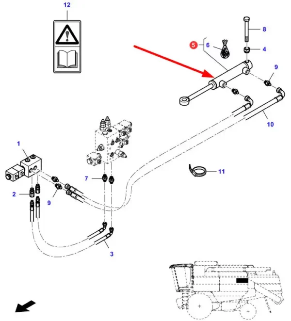 Oryginalny siłownik hydrauliczny o numerze katalogowym LA322770900, stosowany w kombajnach zbożowych marki Fendt, Challenger, Laverda oraz Massey Ferguson.