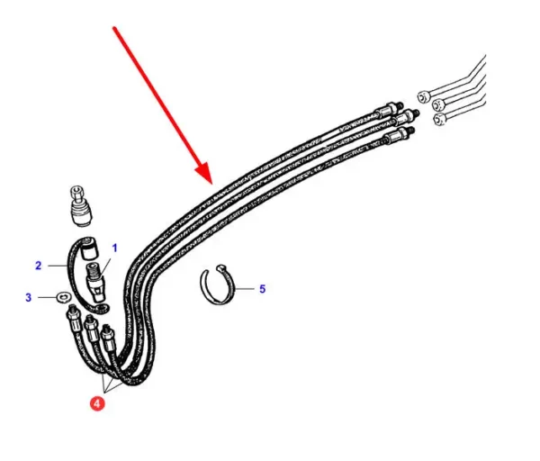 Oryginalny przewód hydrauliczny, stosowany w kombajnach Challenger, Fendt, Laverda i Massey Ferguson. schemat