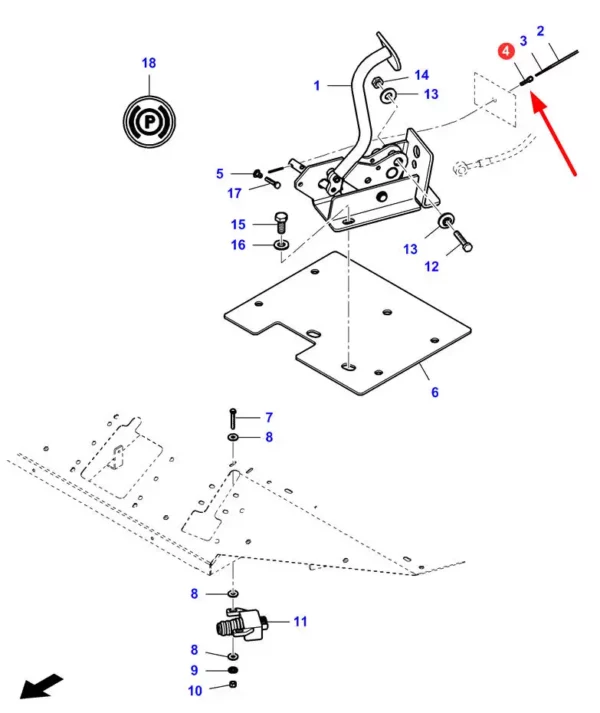 Oryginalny napinacz linki o numerze LA323024450, stosowany w kombjnach zbożowych marki Massey Ferguson i Fendt.