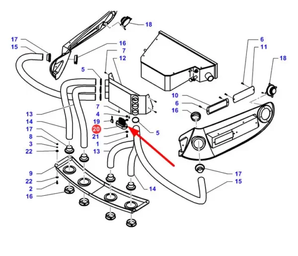 Oryginalny moduł elektryczny o numerze katalogowym LA323105250, stosowany w kombajnach zbożowych marek Challenger, Fendt oraz Massey Ferguson schemat.