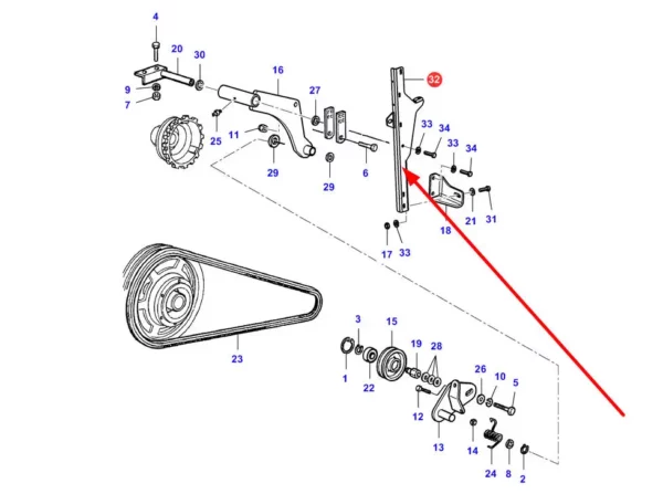 Oryginalny wspornik rewersu firmy Agco stosowany w kombajnach marki Massey Ferguson i Fendt schemat