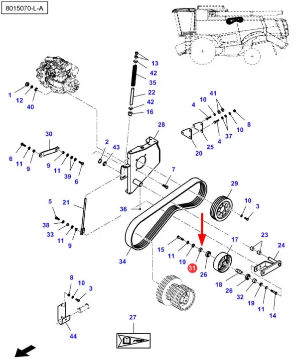 Oryginalna tulejka napinacza, stosowana w maszynach rolniczych marki Massey Ferguson.