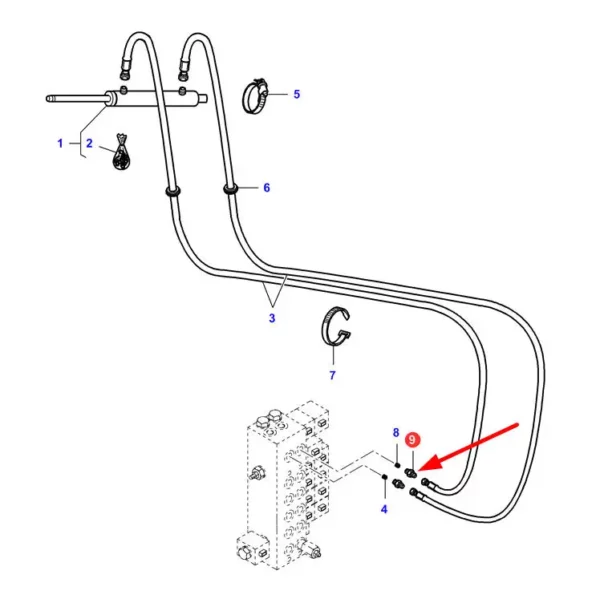 Oryginalna złączka hydrauliczna o numerze katalogowym LA323451550, stosowana w kombajnach zbożowych marek Challanger, Fendt, Laverda i Massey Ferguson schemat