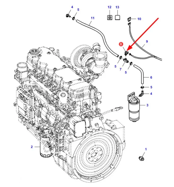 Oryginalny czujnik ciśnienia paliwa o numerze katalogowym LA323516050, stosowany w kombajnach  zbożowych marek Fendt, Laverda oraz Massey Ferguson schemat.