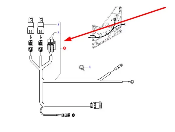 Oryginalna wiązka przewodów o numerze katalogowym LA323606300, stosowana w kombajnach zbożowych marki Massey Ferguson schemat