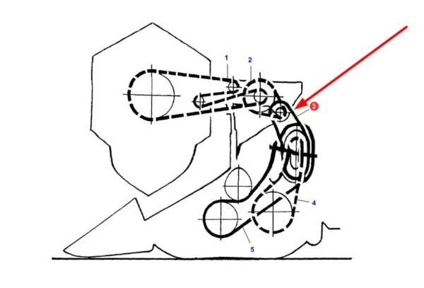 Oryginalny pasek klinowy szerokoprofilowy o wymiarach 30 x 12 x 1025 la, stosowany do napędu hederów kombajnów marek Challenger, Fendt, Laverda i Massey Ferguson schemat