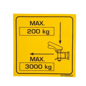 Oryginalna naklejka stosowana w maszynach rolniczych marki Massey Ferguson oraz Fendt.