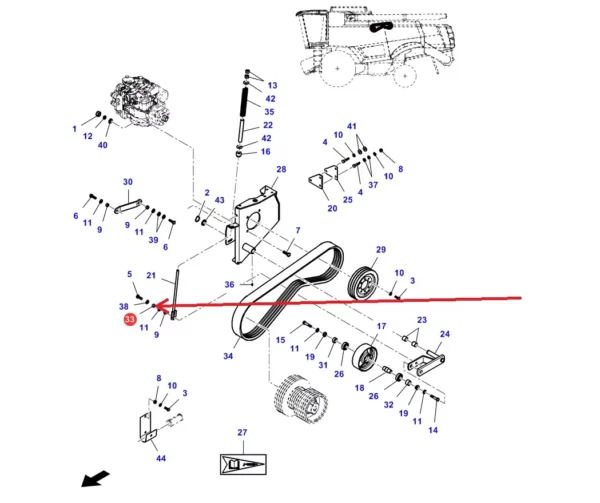 Oryginalna tuleja dystansowa o wymiarach 13-20 x 10 mm i numerze katalogowym LA344158149, stosowana w kombajnach zbożowych marek Massey Ferguson, Fendt i Challenger. schemat