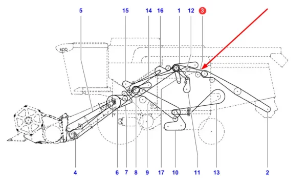 Oryginalny pas klinowy zespolony napędu siekacza słomy, stosowany w kombajnach zbożowych marek Challenger, Fendt, Laverda i Massey Ferguson schemat