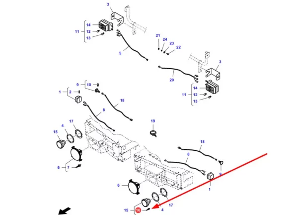 Oryginalna żarówka halogenowa z oprawką 12V 50W H886 o numerze katalogowym LA344810102, stosowana w pojazdach rolniczych marek Massey Ferguson i Fendt. schemat