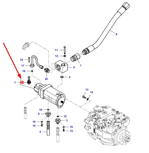 Oryginalny zestaw uszczelnień pompy hydraulicznej o numerze katalogowym LA344853126, stosowany w kombajnach zbożowych marek Challenger, Fendt, Laverda oraz Massey Ferguson schemat.