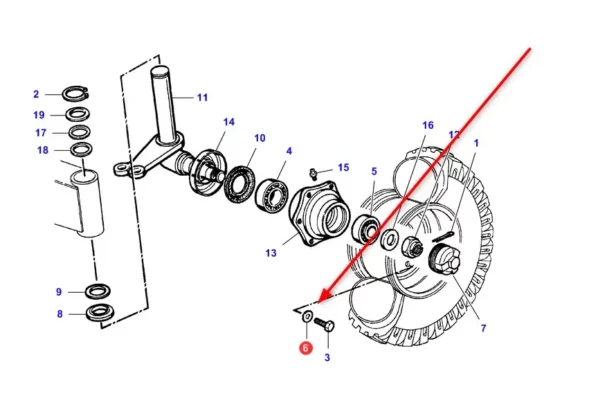 Oryginalna podkładka śruby koła o numerze katalogowym LA350354718, stosowana w kombajnach zbożowych marki Massey Ferguson schemat