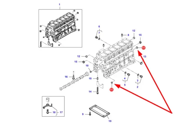 Oryginalna zaślepka bloku silnika, stosowana w kombajnach zbożowych marki Massey Ferguson oraz Fendt schemat