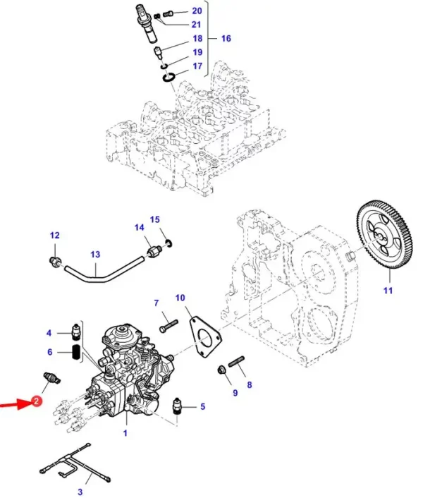 Oryginalnya czujnik temperatury o numerze katalogowym LA504264463, stosowany w kombajnach zbożowych marek Massey Ferguson, Fendt oraz Laverda- schemat.