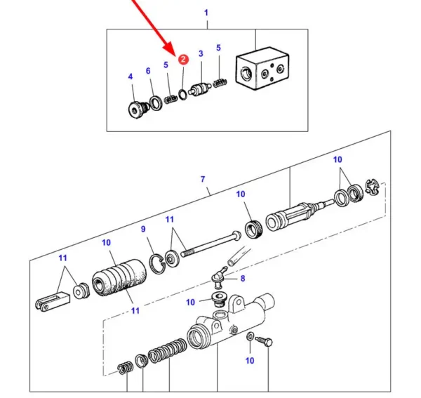 Oryginalny pierścień oring o numerze katalogowym LA5135738, stosowany w kombajnach zbożowych marek Massey Ferguson, Fendt, Laverda oraz Challenger. schemat.