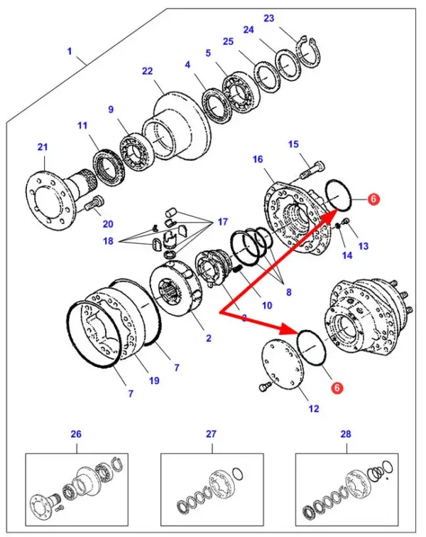 Oryginalny pierścień oring o wymiarach 2,62 x 145,70 mm, numerze katalogowym LA89512197, o zastosowaniu w kombajnach zbożowych marek Challenger, Fendt, Laverda oraz Massey Ferguson schemat.