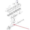 Oryginalna szklanka popychacza o numerze katalogowym V836014264, stosowana w ciągnikach rolniczych i kombajnach zbożowych marek Fendt oraz Massey Ferguson schemat