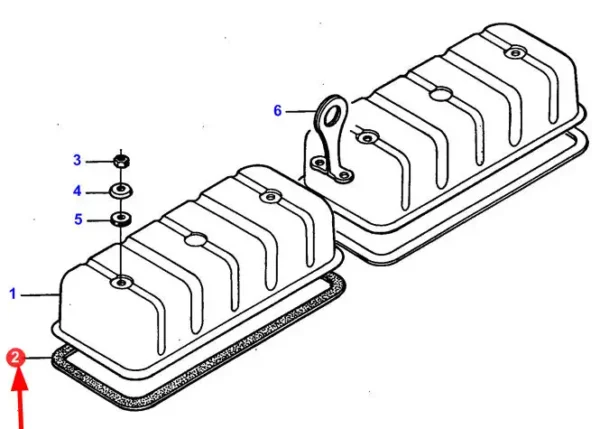 Oryginalna uszczelka pokrywy zaworowej o numerze katalogowym V836322898, stosowana w maszynach rolniczych marek Massey Ferguson oraz Valtra- schemat.