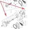 Oryginalna pompa wody o numerze katalogowym V836859590, stosowana w ciągnikach rolniczych marki Massey Ferguson schemat.