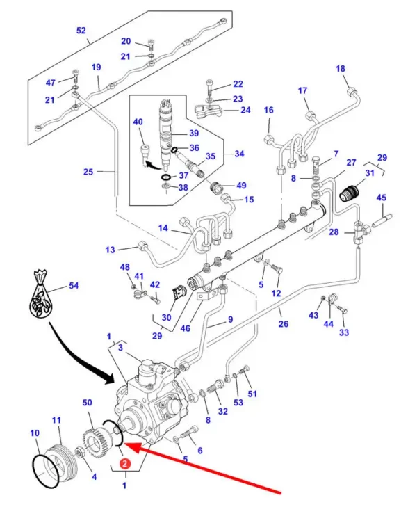 Oryginalny pierścień oring układu wtryskowego,stosowany w maszynach rolniczych marki Challenger, Fendt, Valtra oraz Massey Ferguson schemat.