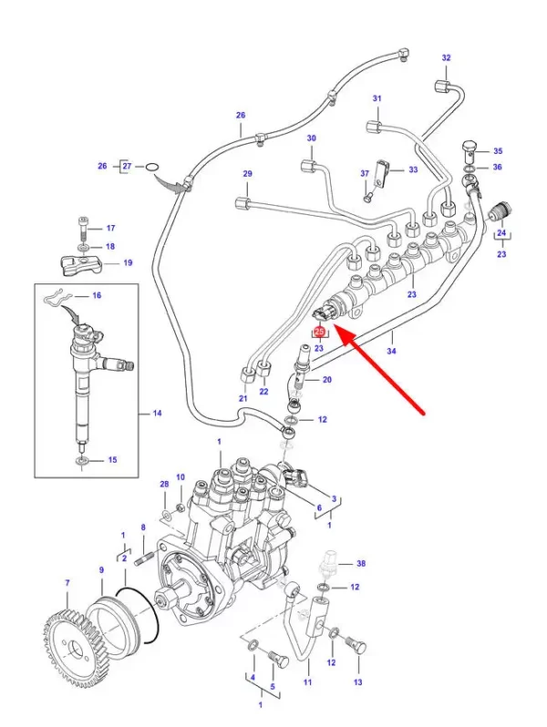 Oryginalny czujnik ciśnienia, stosowany w maszynach rolniczych Challenger, Fendt, Laverda, Massey Ferguson oraz Valtra. schemat