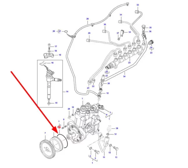 Oryginalny oring pompy wtryskowej o numerze katalogowym V837091020, stosowany w ciągnikach rolniczych marek Massey Ferguson i Valtra schemat