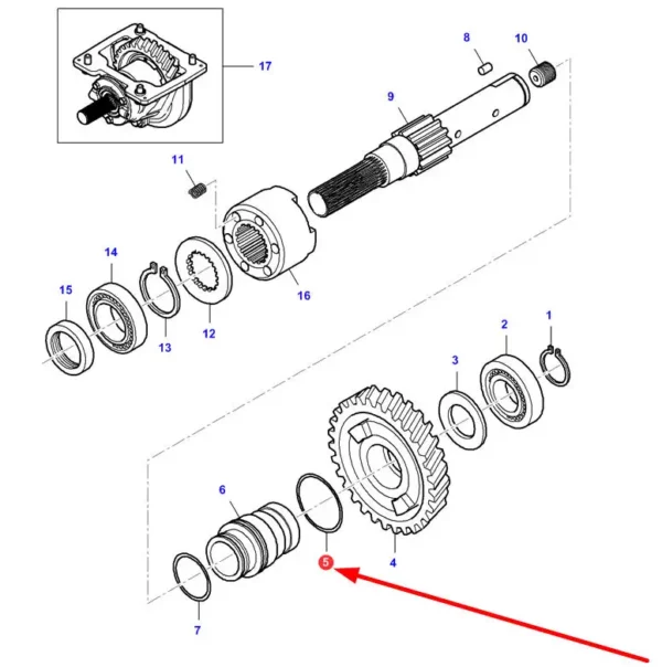 Oryginalny pierścień oring o numerze katalogowym VA028604, stosowany w ciągnikach rolniczych marek Massey Ferguson oraz Challenger schemat