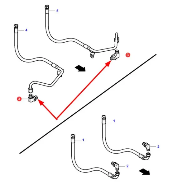 Oryginalne kolanko hydrauliczne,stosowane w ciagnikach marki Massey Ferguson schemat.