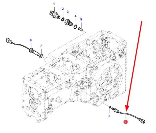 Oryginalny czujnik skrzyni biegów, stosowany w ciągnikach marki Massey Ferguson schemat.