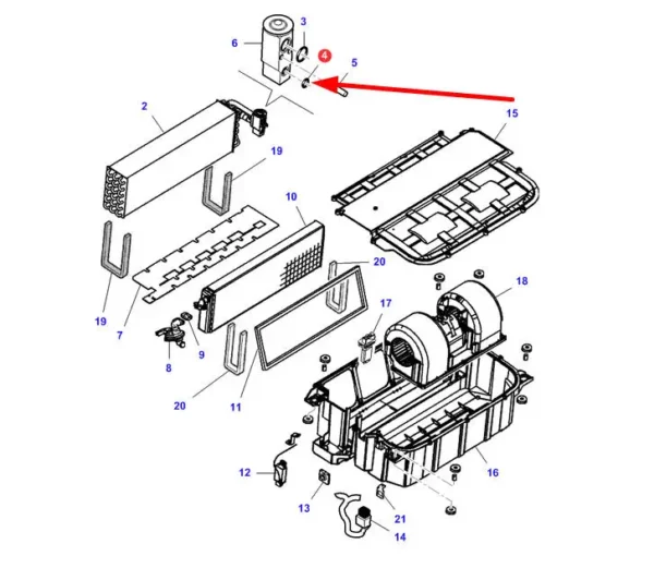 Oryginalny oring zaworu klimatyzacji o numerze katalogowym VA262395, stosowany w ciągnikach rolniczych marek Challenger i Massey Ferguson schemat