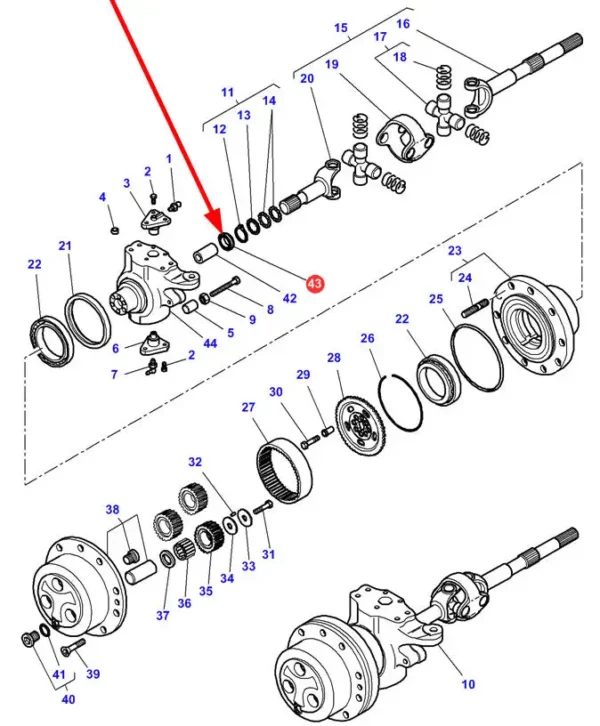 Oryginalny pierścień simering półosi o wymiarach 48 x 75 x 14-17 mm, numerze katalogogwym VA339592, o zastosowaniu w ciągnikach marek Challenger, Valtra oraz Massey Ferguson schemat.