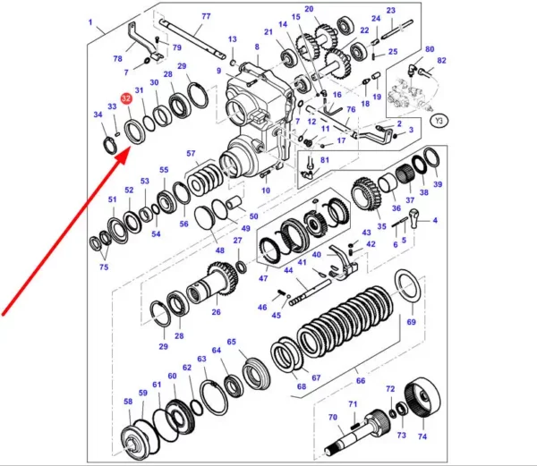 Oryginalny pierścień simering przekładni rewersu o wymiarach 72 x 95 x 10 mm, stosowany w ciągnikach rolniczych marek Challenger, Massey ferguson i Valtra schemat