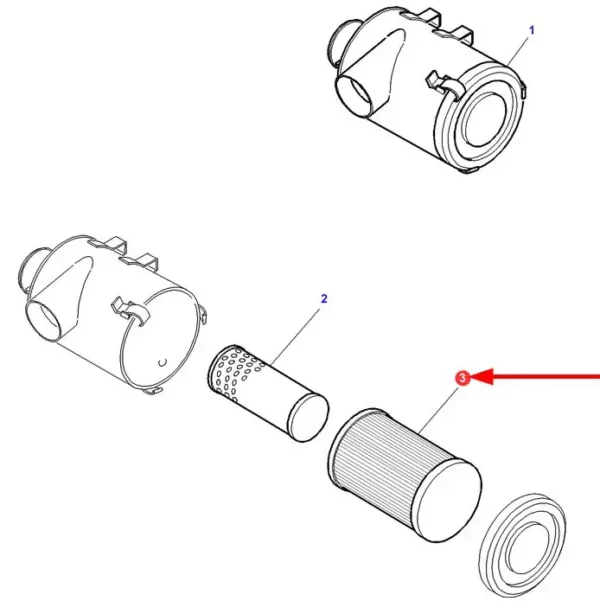 Oryginalny filtr powietrza zewnętrzny o numerze katalogowym 4270017M1, stosowany w ciągnikach rolniczych Massey Ferguson- schemat.