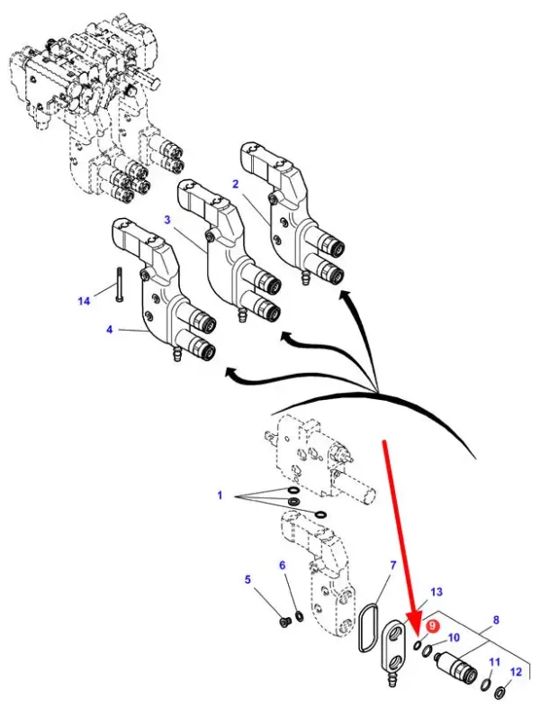 Oryginalny pierścień oring gniazda hydraulicznego firmy Agco stosowany w maszynach marki Massey Ferguson,  Challenger schemat