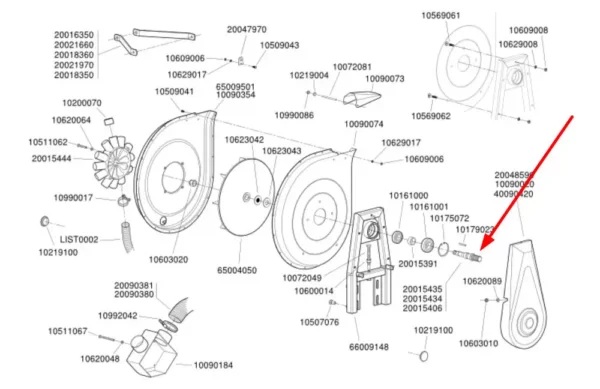 Oryginalny, górny wałek turbiny STD, stosowany w siewnikach marki Monosem schemat