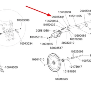 Oryginalny wspornik skrobaka ruchomego koła ugniatającego o numerze katalogowym 20035181, stosowany w siewnikach marki Monosem schemat.