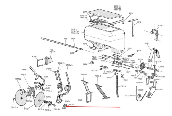 Oryginalny czubek redlicy podsiewacza stosowany w siewnikach serii NG marki Monosem schemat