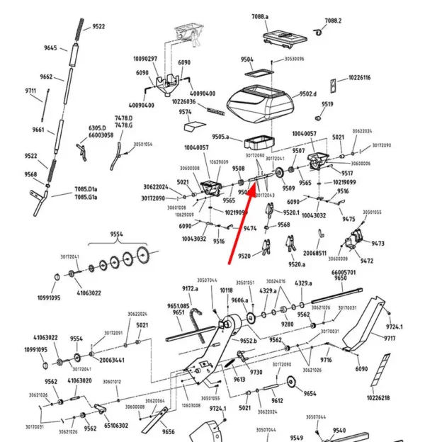 Oryginalny główny wałek aplikatora Microsem p mumerze katalogowym 30071073, stosowany w siewnkach punktowych marki Monosem schemat.