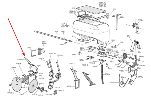 Oryginalny słupek wspornika talerza podsiewacza, stosowany w siewnikach PNU marki Monosem schemat