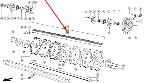 Cep  L=1570 mm o numerze katlogowym 177533.0, stosowany w kombajnach zbożowych marki Claas- schemat.