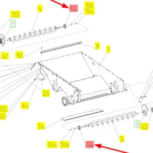 Oryginalne koło zębate ślimaka o numerze katalogowym 100013751, stosowane w kombajnach zbożowych marki Rostselmash- schemat.