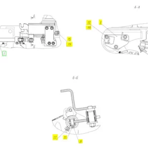 Oryginalna śruba dociskowa zabezpieczająca o numerze katalogowym 100019811, stosowana w kombajnach zbożowych marki Rostselmash schemat.