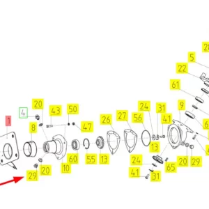 Oryginalny korek obudowy reduktora o numerze katalogowym 100020865, stosowany w kombajnach zbożowych marki Rostselmash schemat.